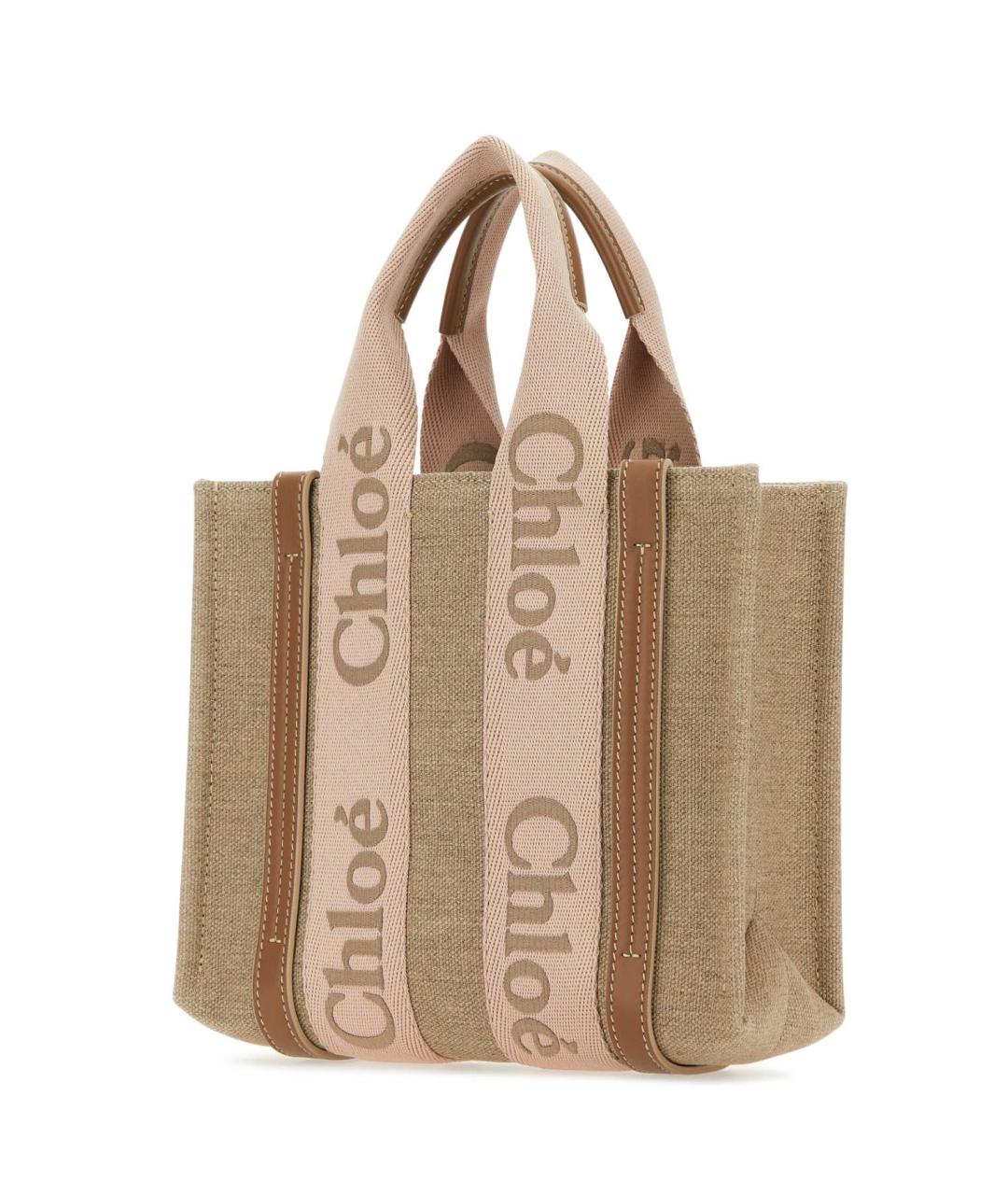 CHLOE Бежевая льняная сумка тоут, фото 2