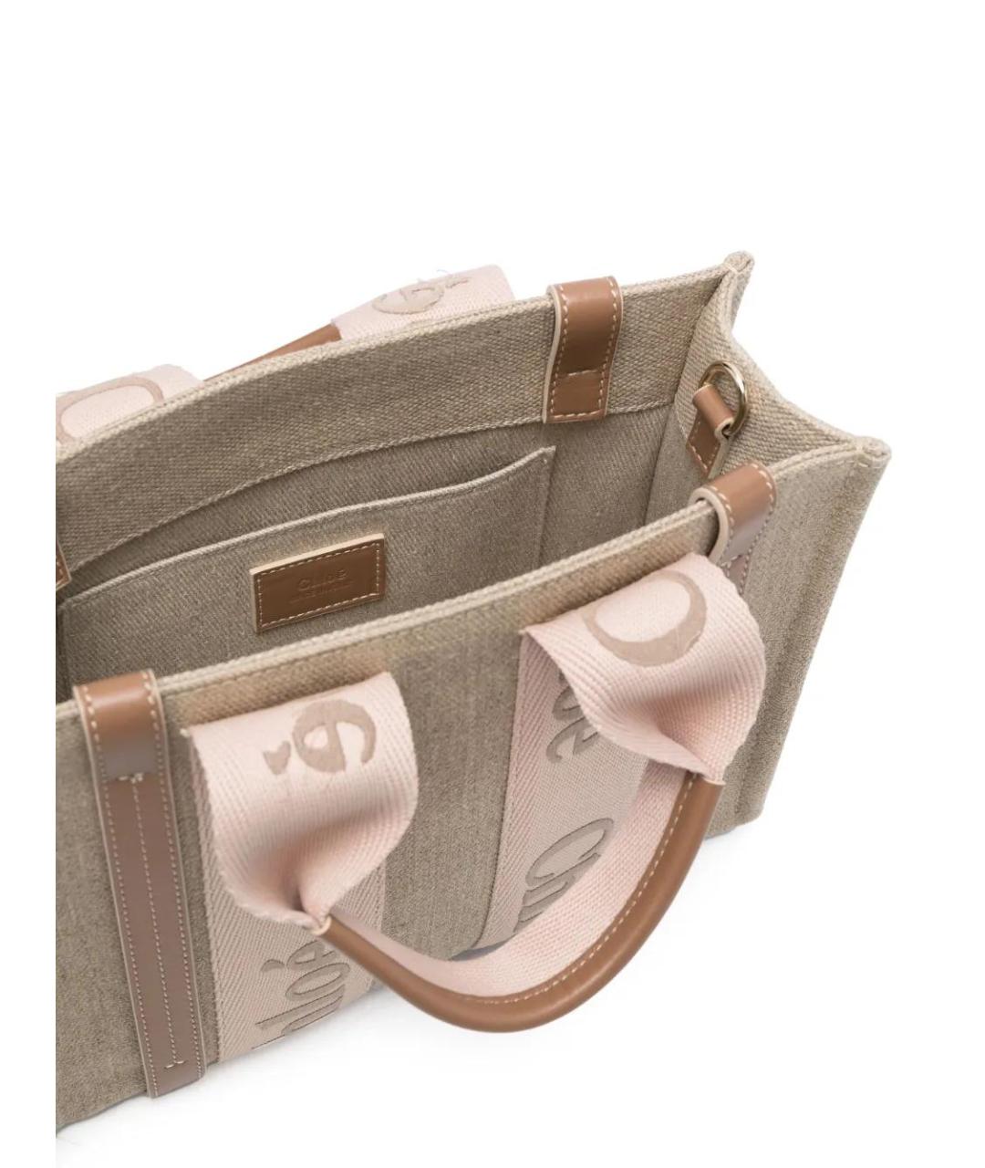 CHLOE Бежевая льняная сумка тоут, фото 5