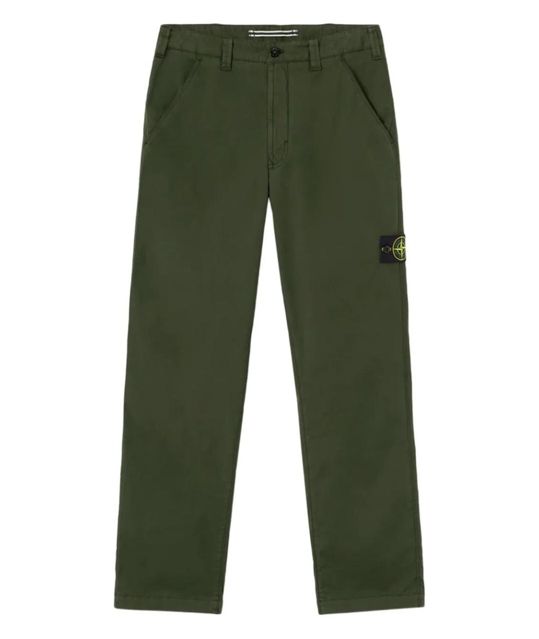 STONE ISLAND Зеленые хлопковые повседневные брюки, фото 1