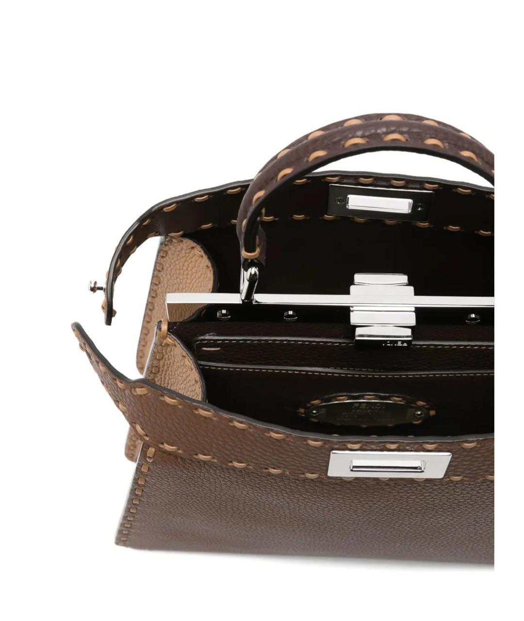 FENDI Коричневая кожаная сумка тоут, фото 5