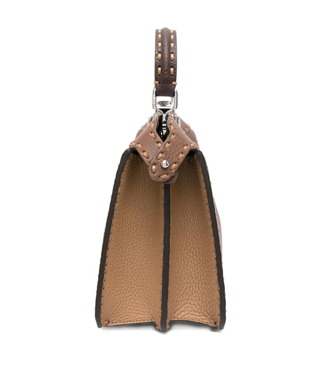 FENDI Коричневая кожаная сумка тоут, фото 4