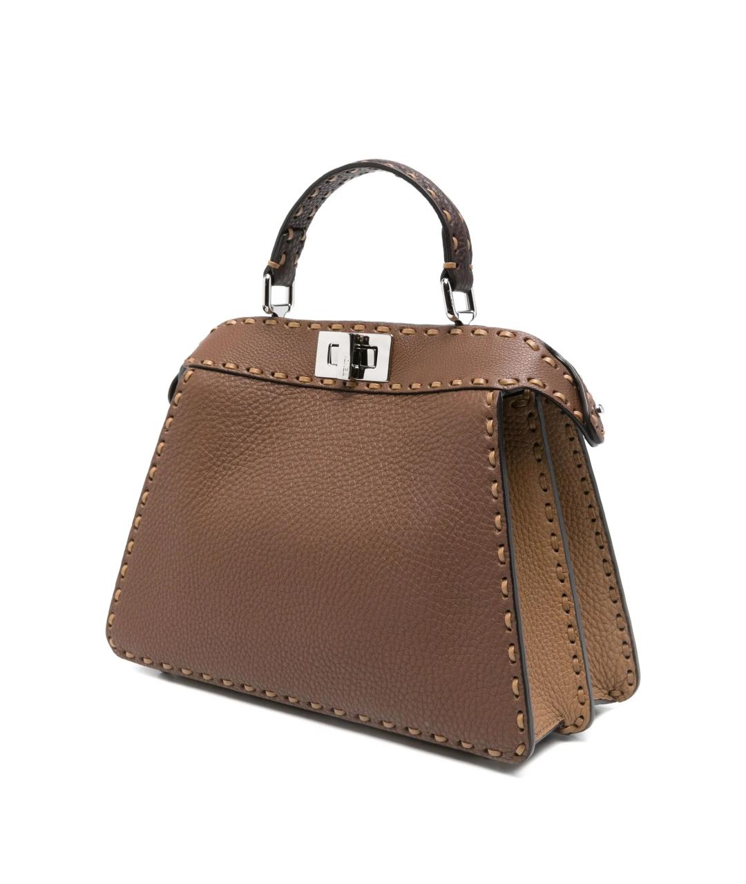 FENDI Коричневая кожаная сумка тоут, фото 3