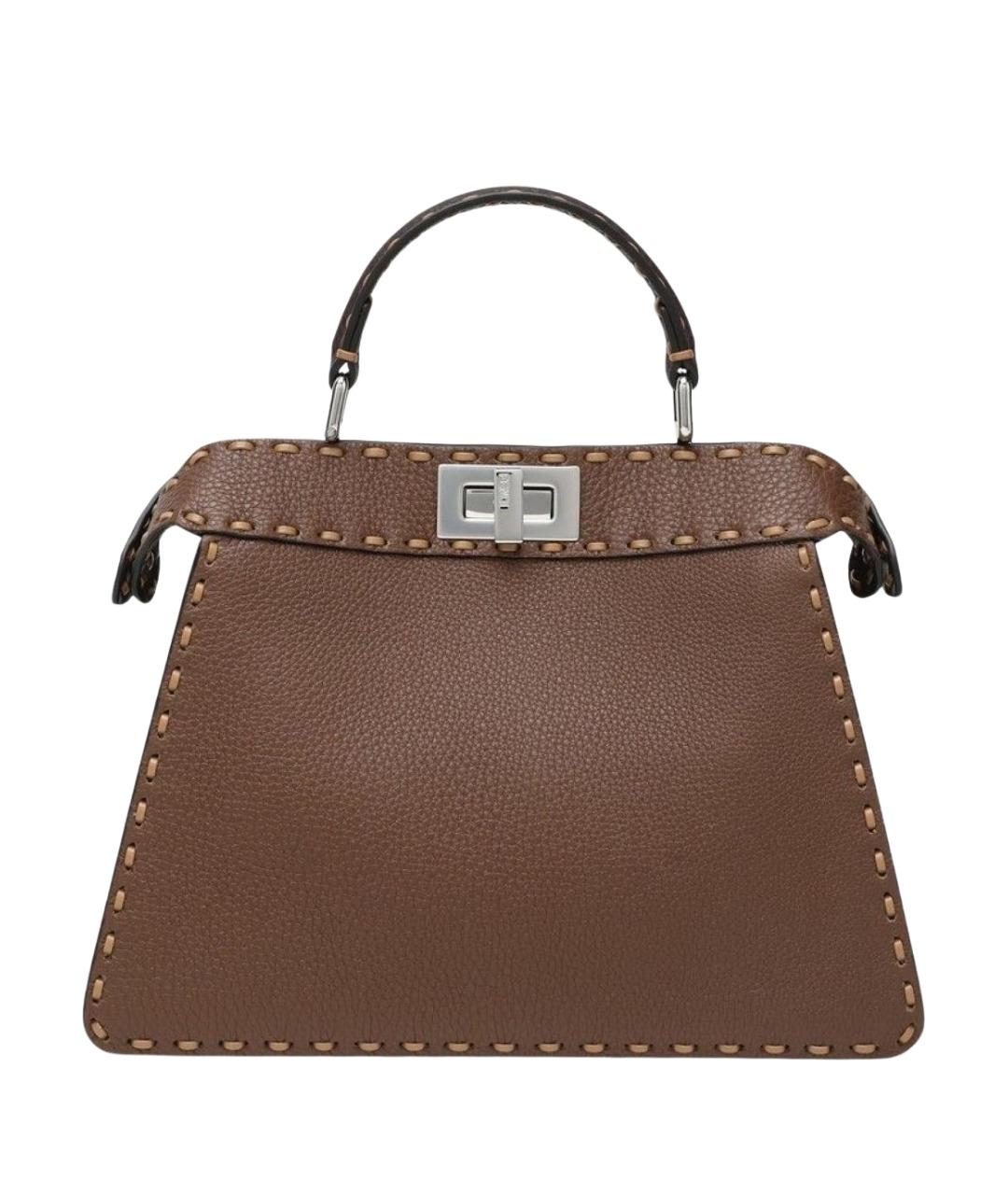 FENDI Коричневая кожаная сумка тоут, фото 1