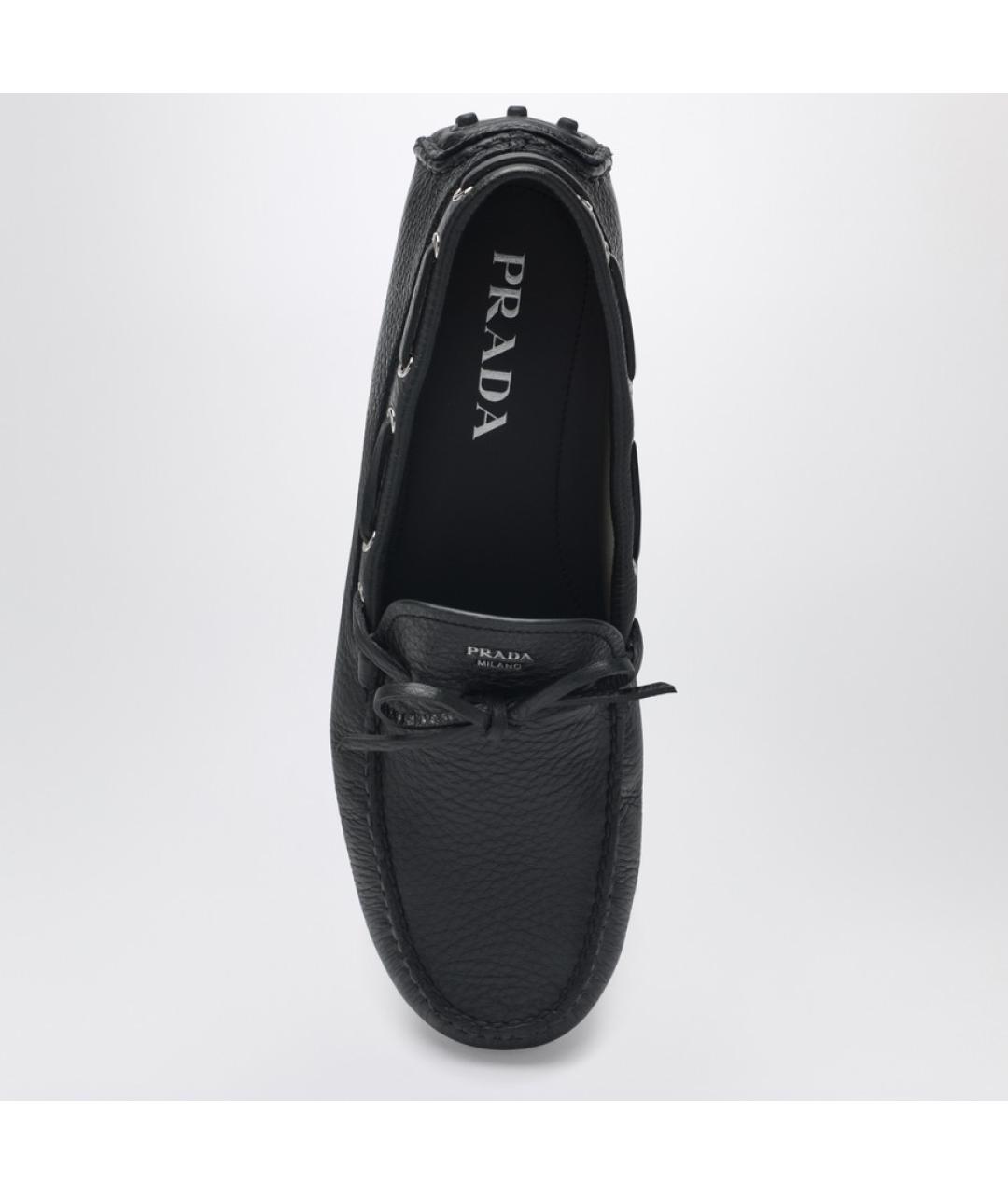 PRADA Черные кожаные мокасины, фото 4