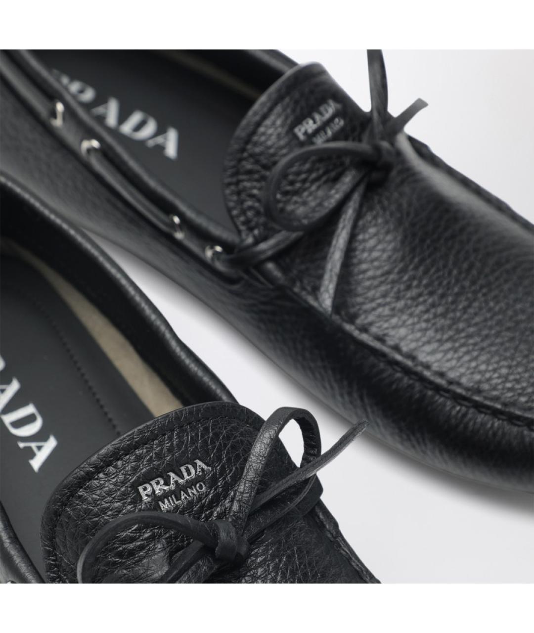 PRADA Черные кожаные мокасины, фото 5