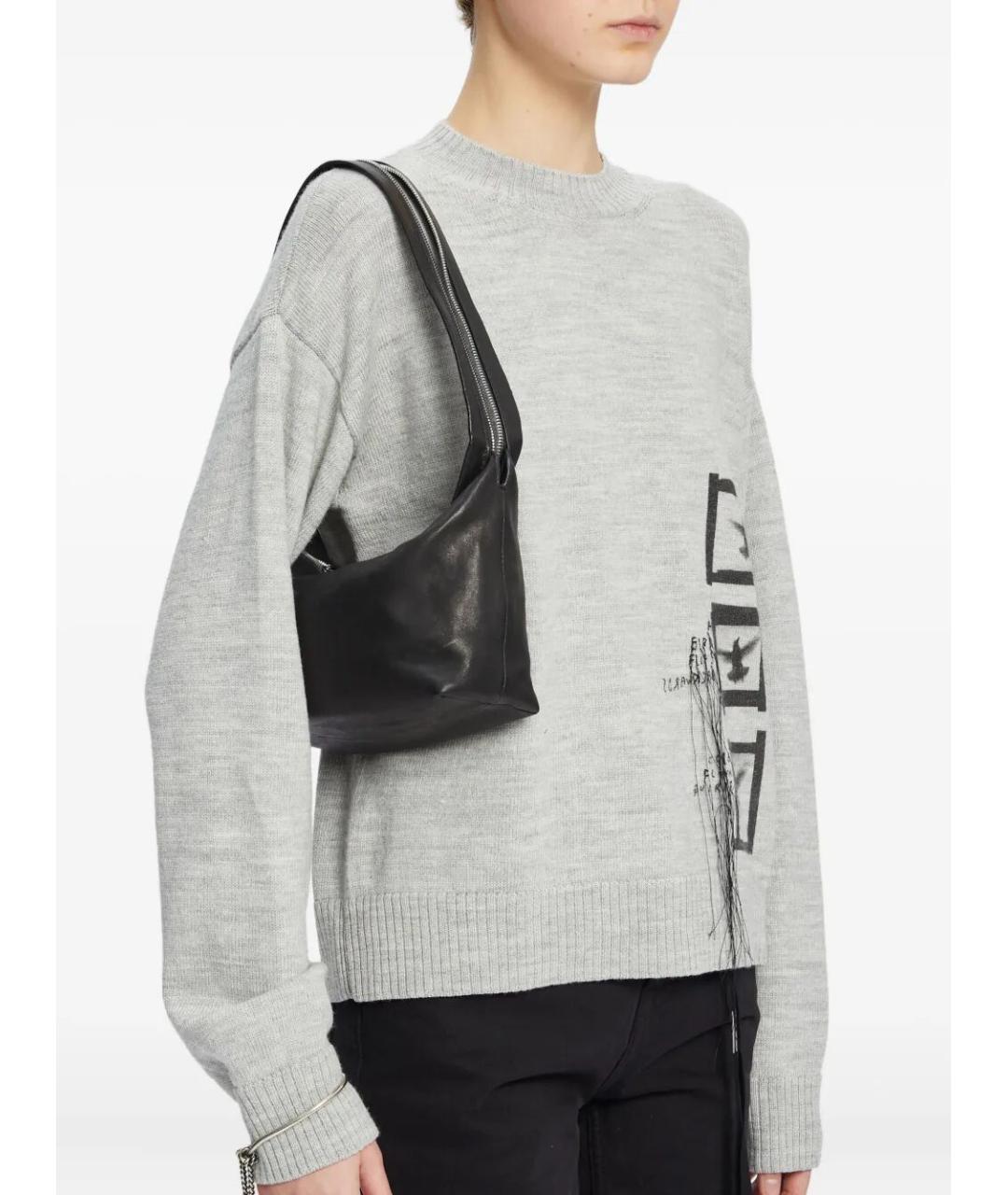 ANN DEMEULEMEESTER Черная кожаная сумка с короткими ручками, фото 2