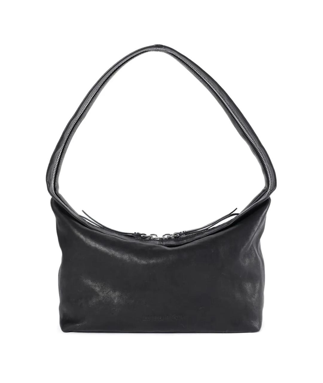 ANN DEMEULEMEESTER Черная кожаная сумка с короткими ручками, фото 4