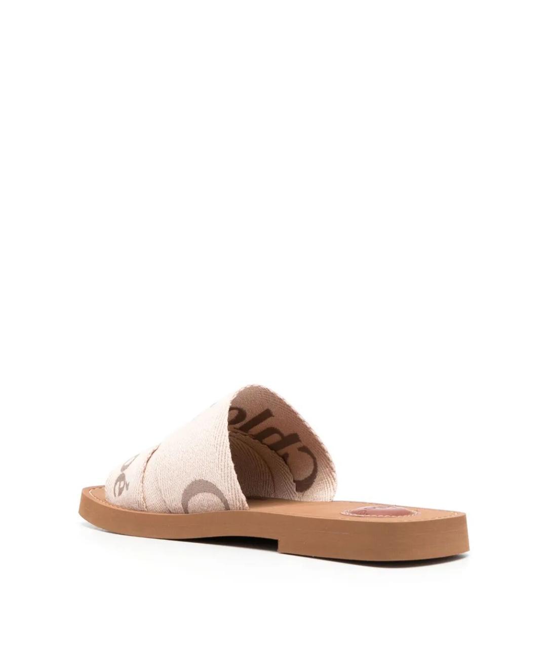 CHLOE Бежевые текстильные шлепанцы, фото 2