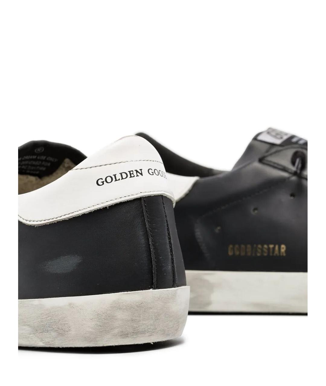 GOLDEN GOOSE Черные кожаные низкие кроссовки / кеды, фото 2