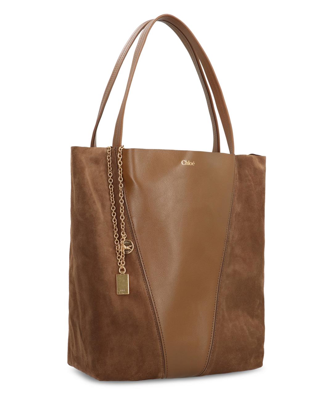 CHLOE Коричневая кожаная сумка тоут, фото 3