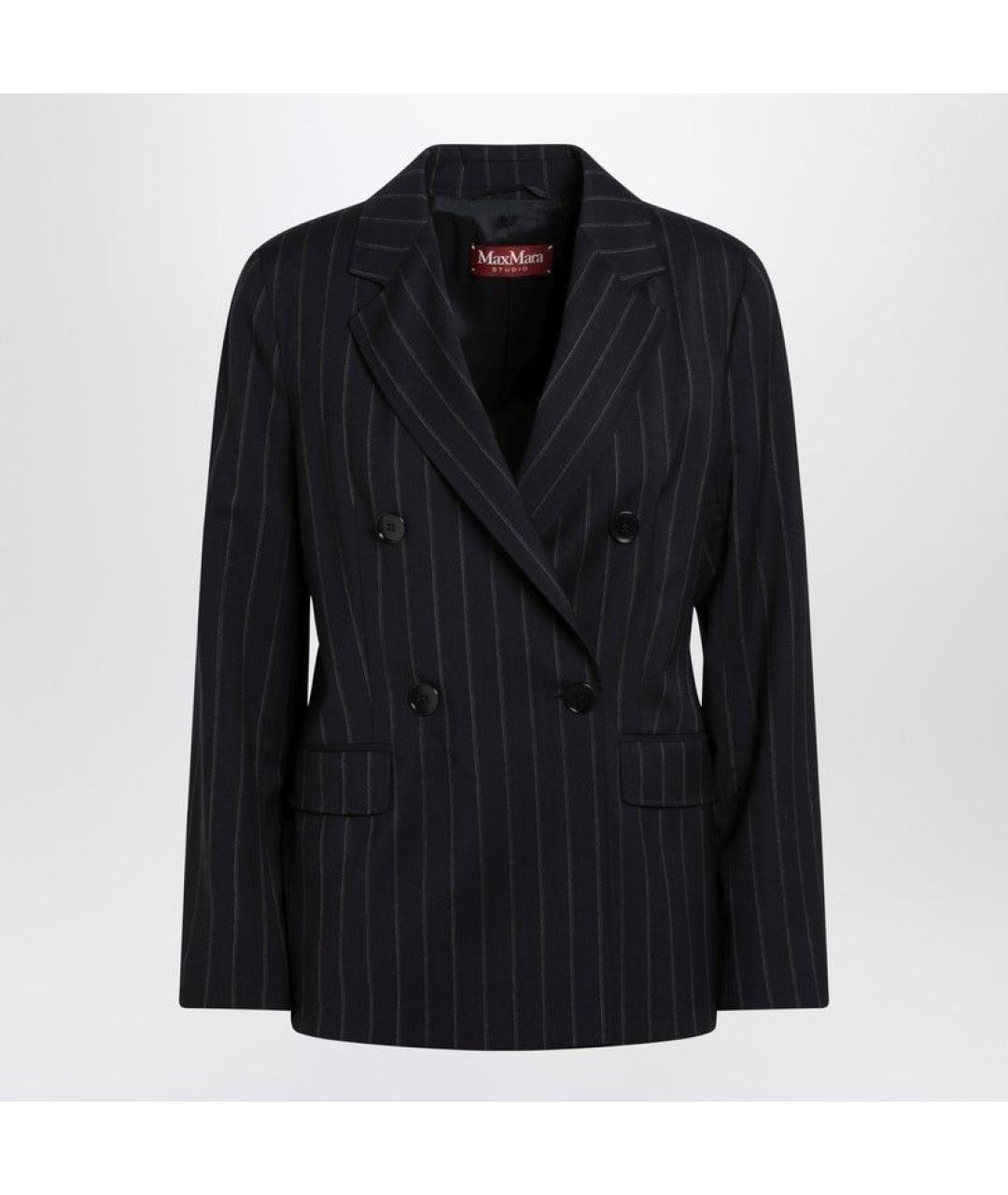 MAX MARA STUDIO Синий полиэстеровый жакет/пиджак, фото 3