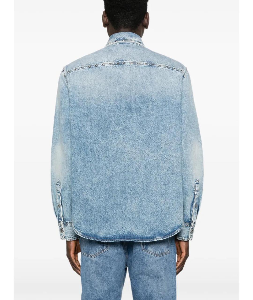 VERSACE Голубая хлопковая кэжуал рубашка, фото 4