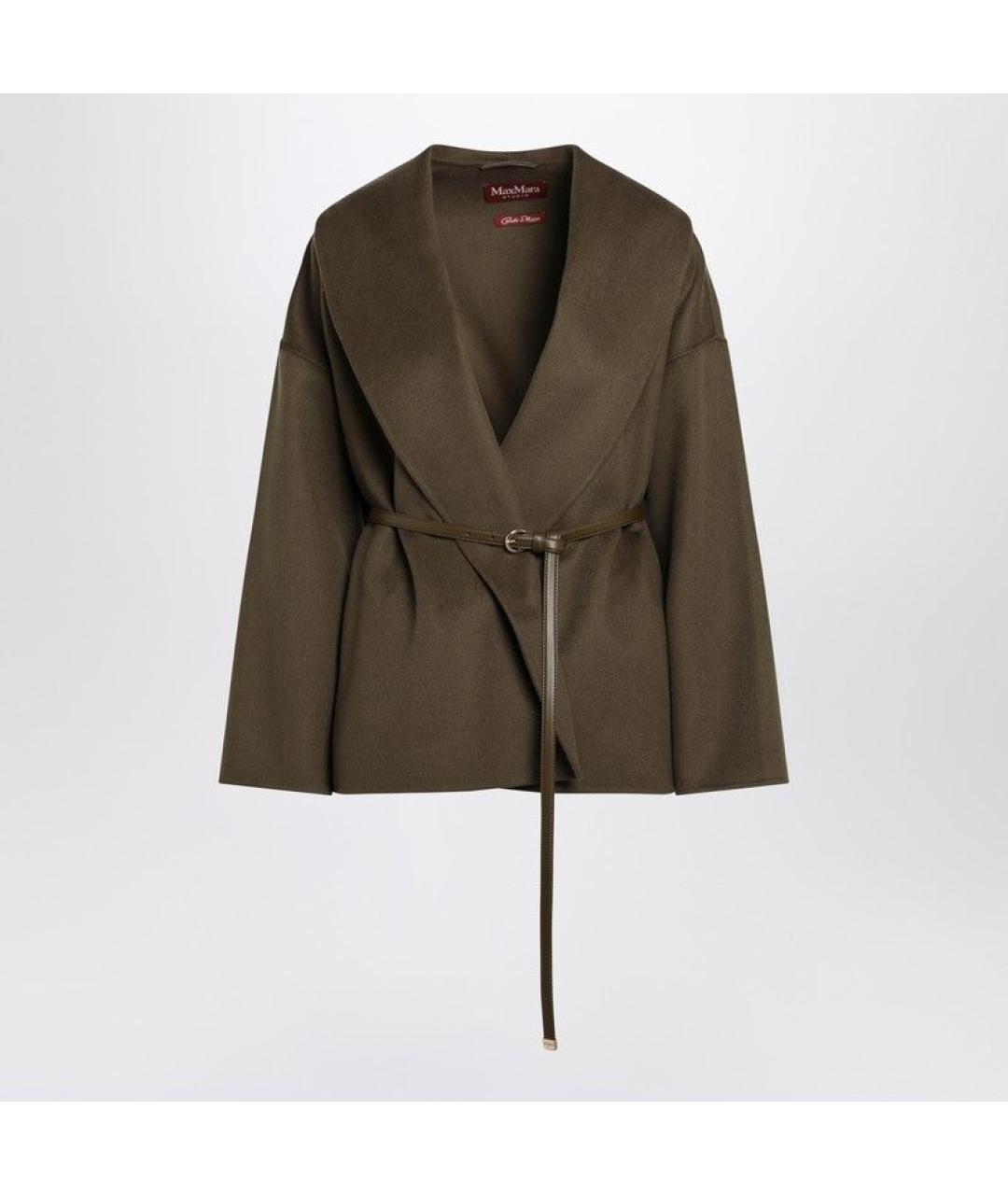 MAX MARA STUDIO Зеленые шерстяное пальто, фото 3