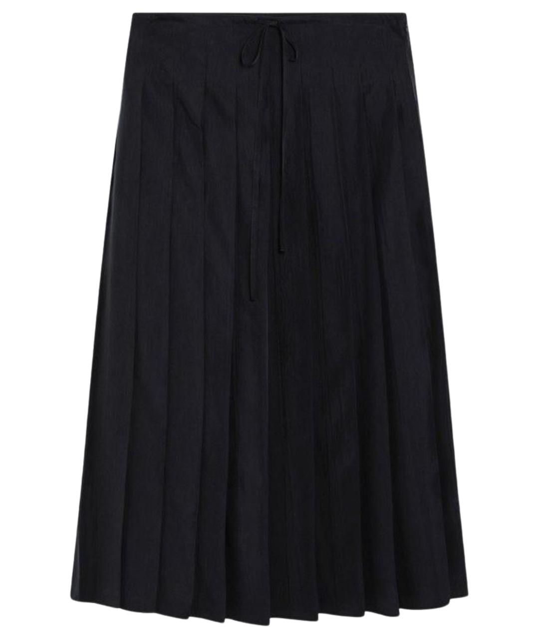 PRADA Темно-синяя шелковая юбка миди, фото 1