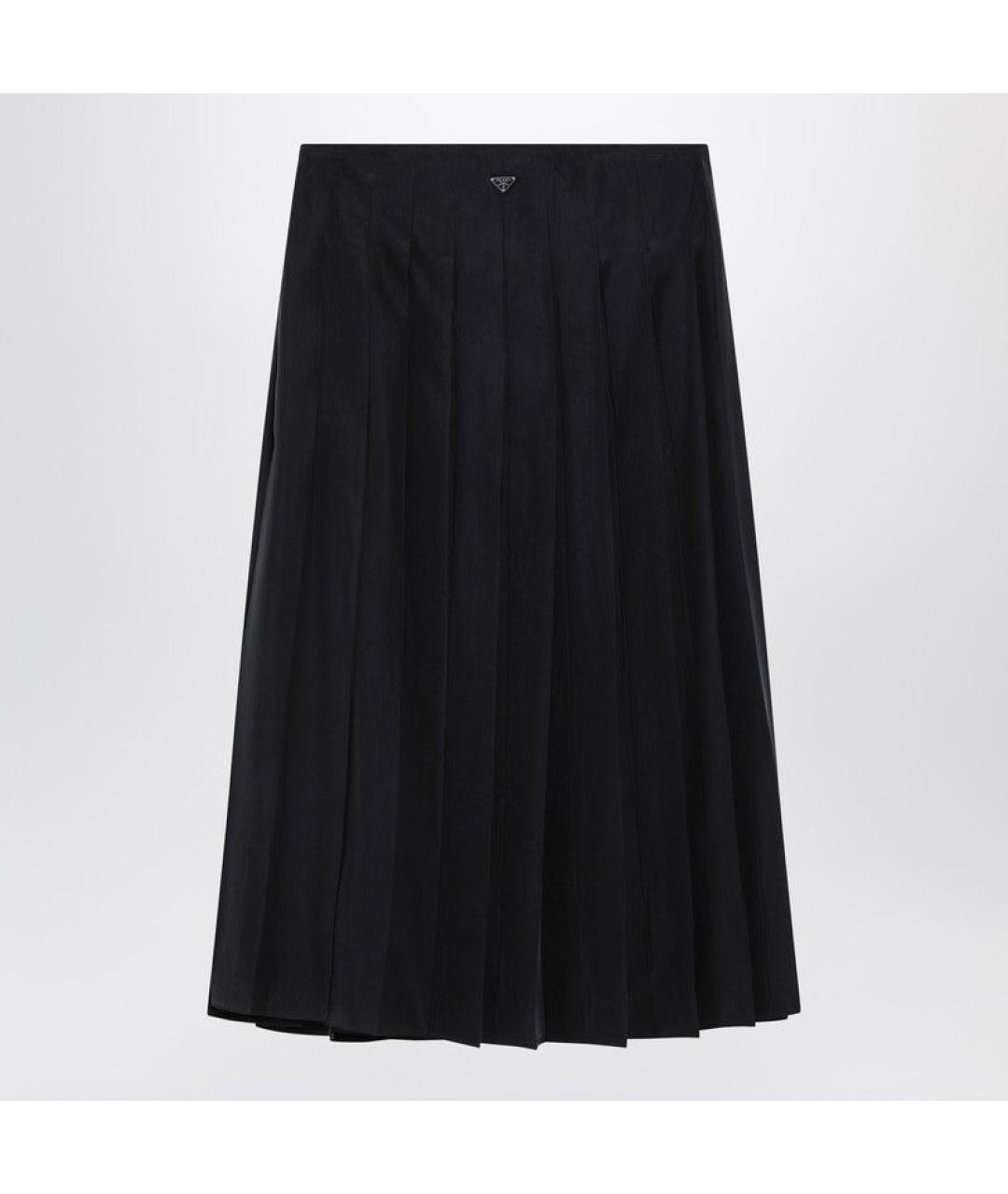 PRADA Темно-синяя шелковая юбка миди, фото 2