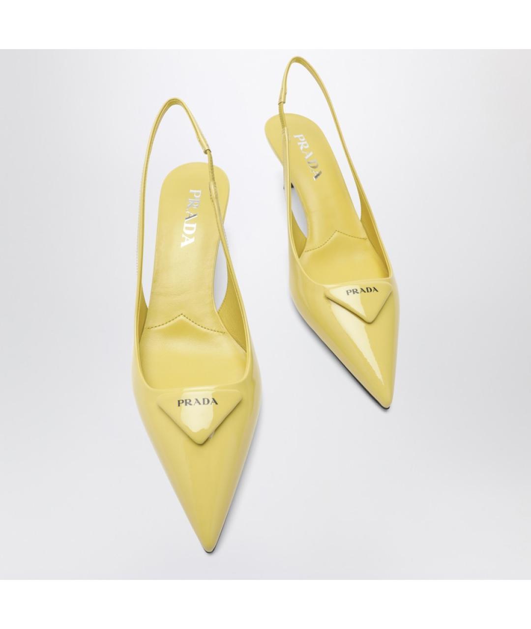 PRADA Желтые кожаные туфли, фото 5