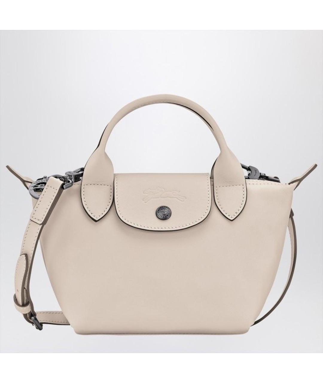 LONGCHAMP Бежевая кожаная сумка с короткими ручками, фото 3
