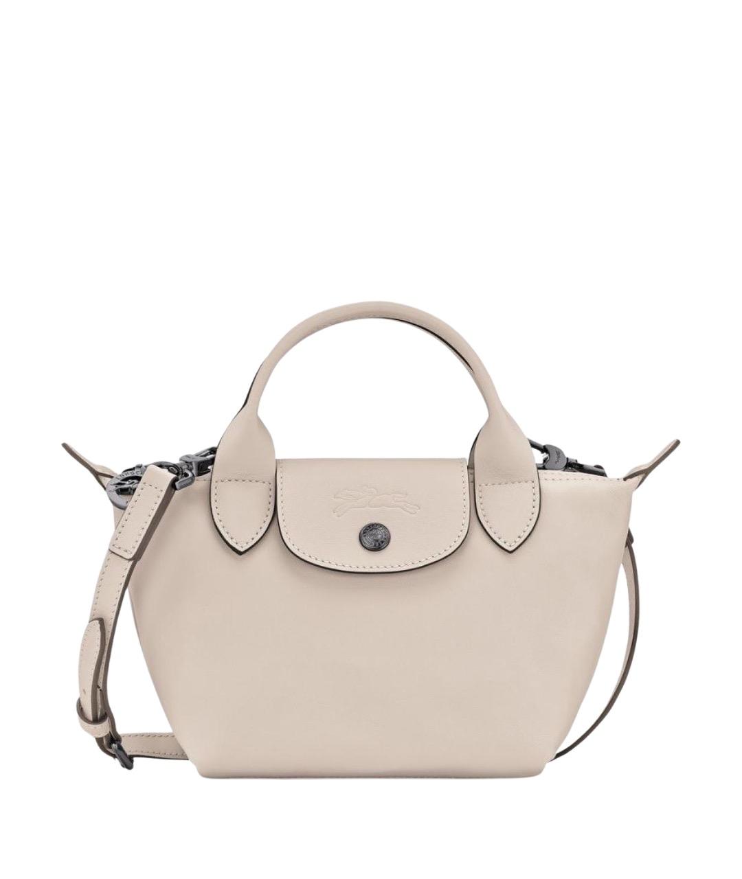 LONGCHAMP Бежевая кожаная сумка с короткими ручками, фото 1