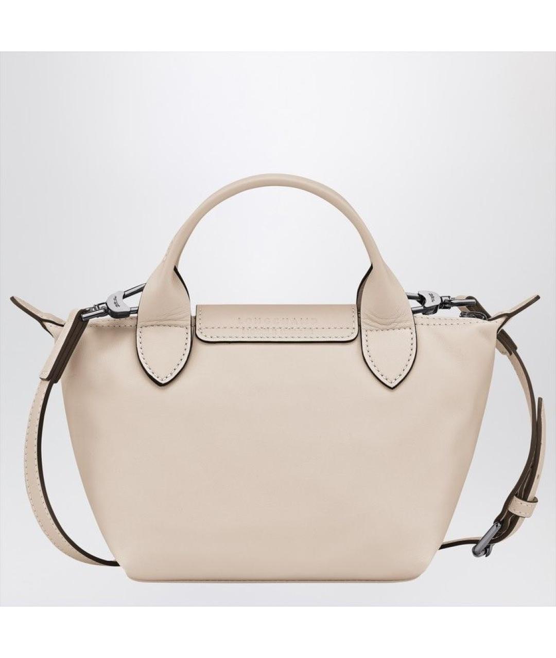 LONGCHAMP Бежевая кожаная сумка с короткими ручками, фото 2