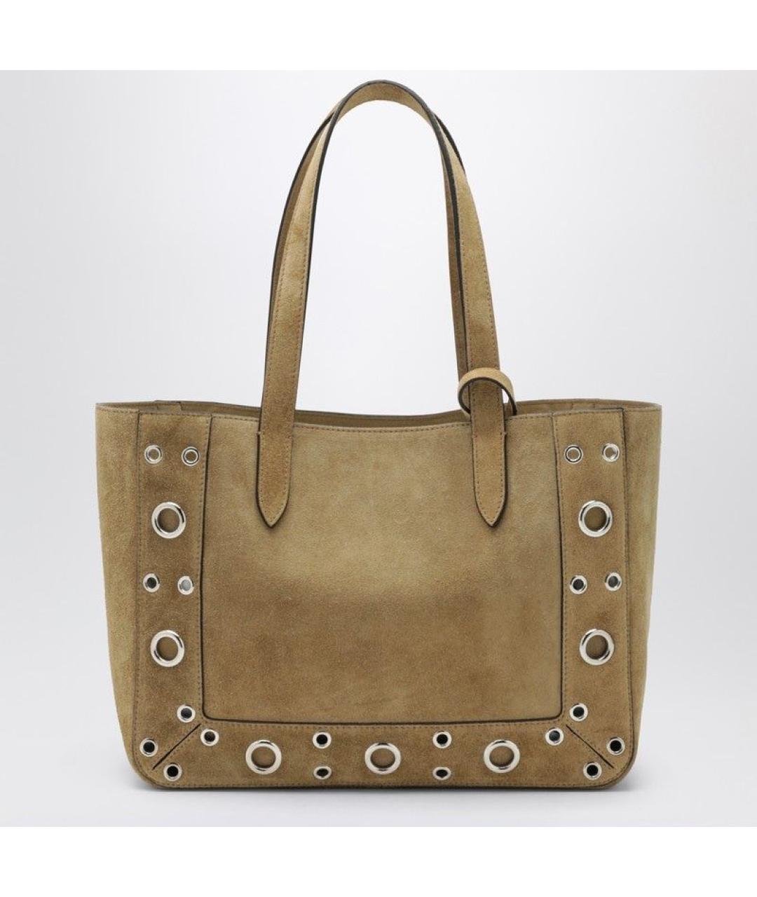 VALENTINO Бежевая кожаная сумка тоут, фото 2