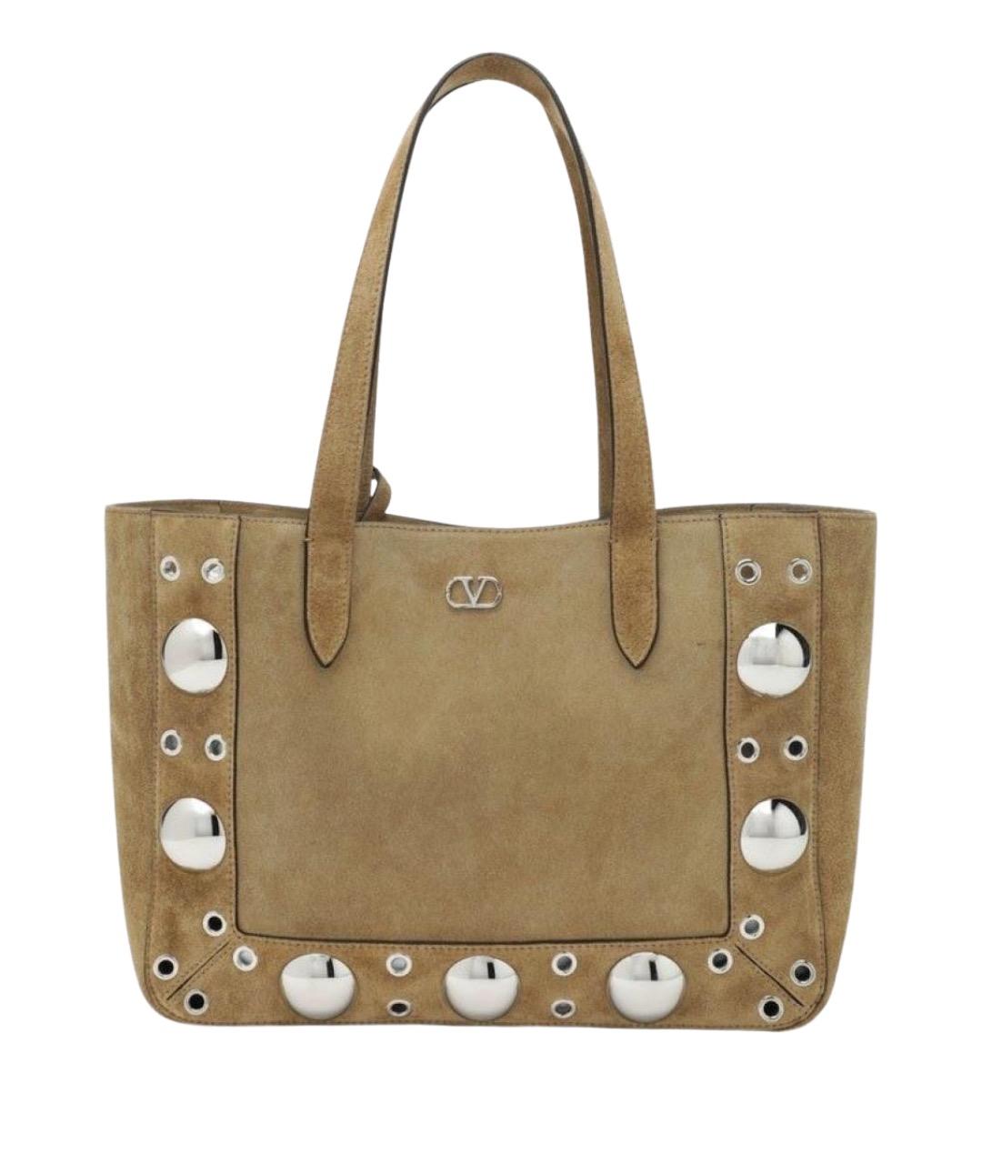 VALENTINO Бежевая кожаная сумка тоут, фото 1