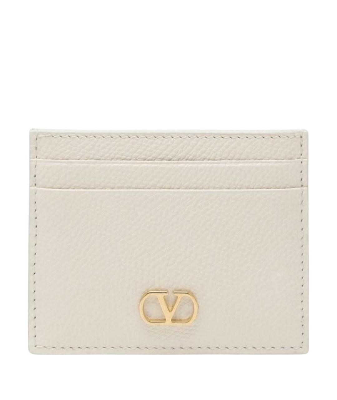 VALENTINO Бежевый кожаный кардхолдер, фото 1
