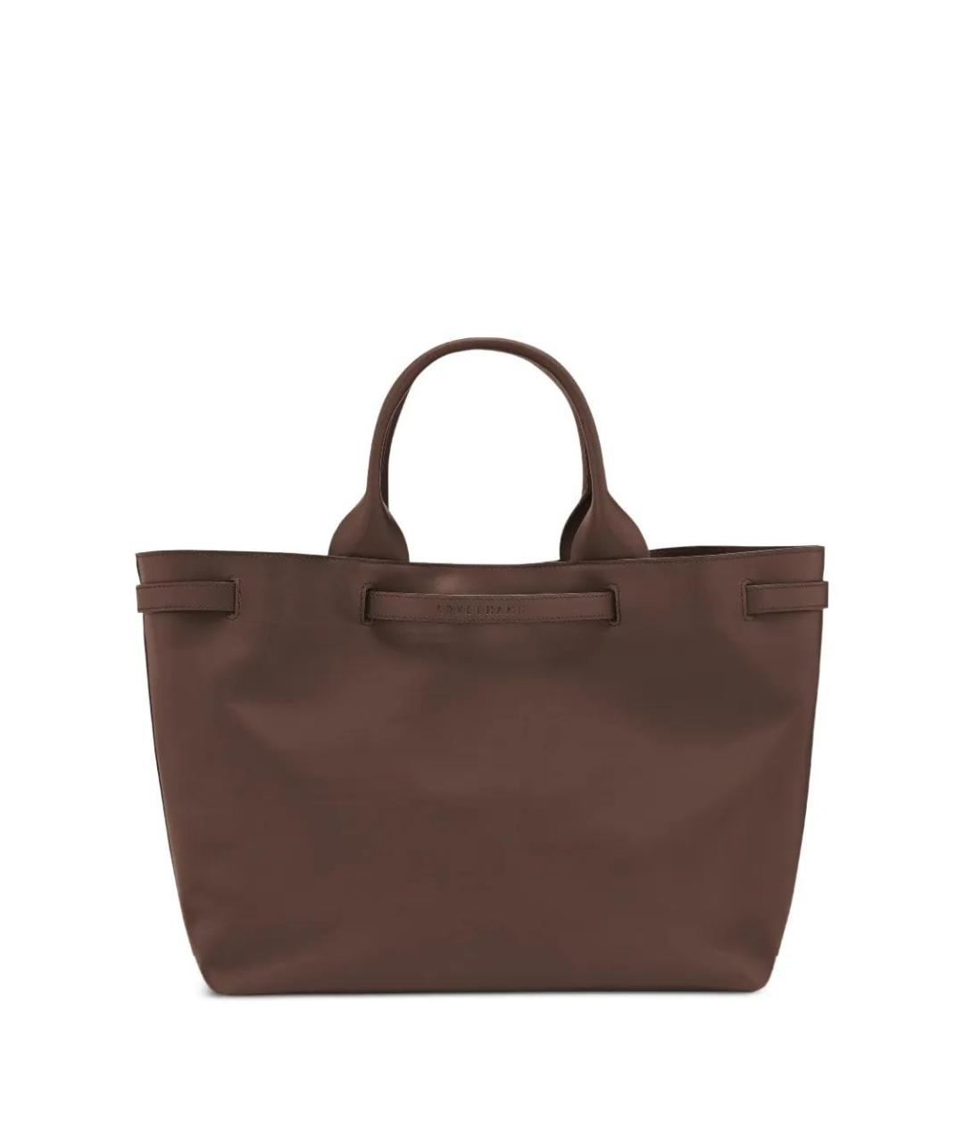 LONGCHAMP Коричневая кожаная сумка тоут, фото 3