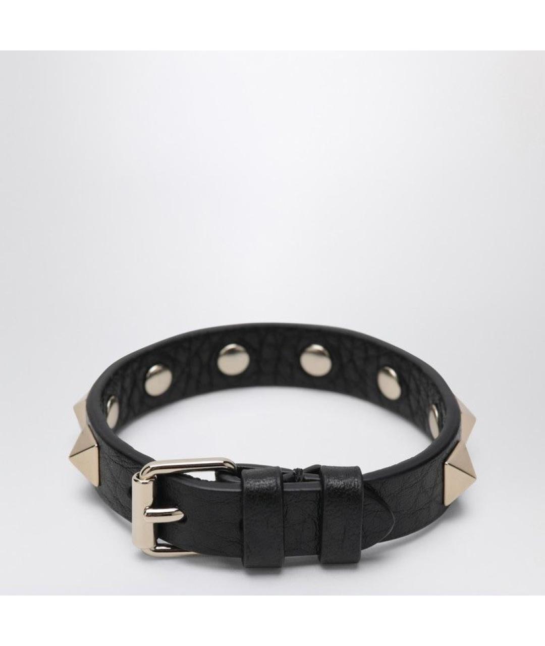 VALENTINO Черный кожаный браслет, фото 3