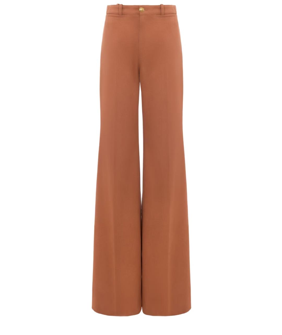 CHLOE Коричневые хлопковые прямые брюки, фото 1