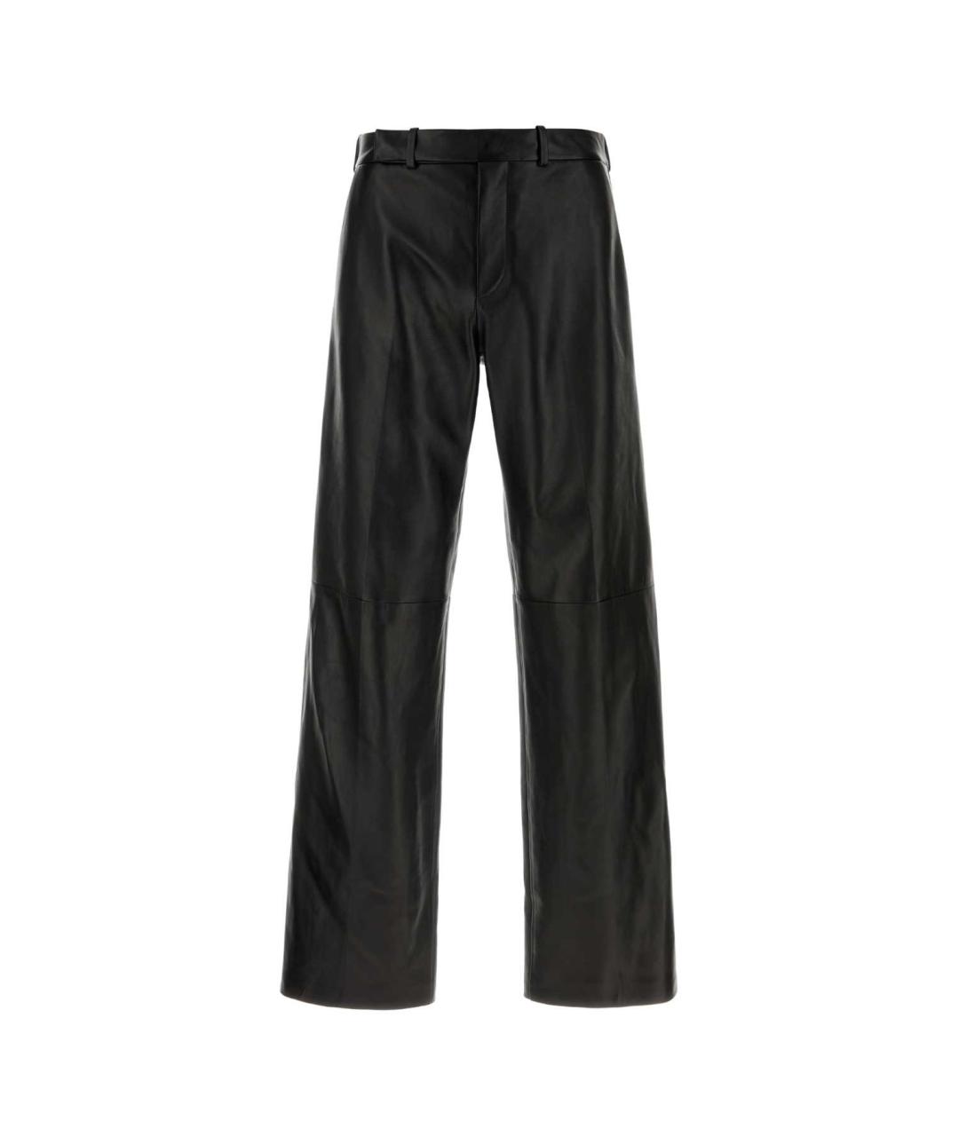 FENDI Черные кожаные повседневные брюки, фото 1