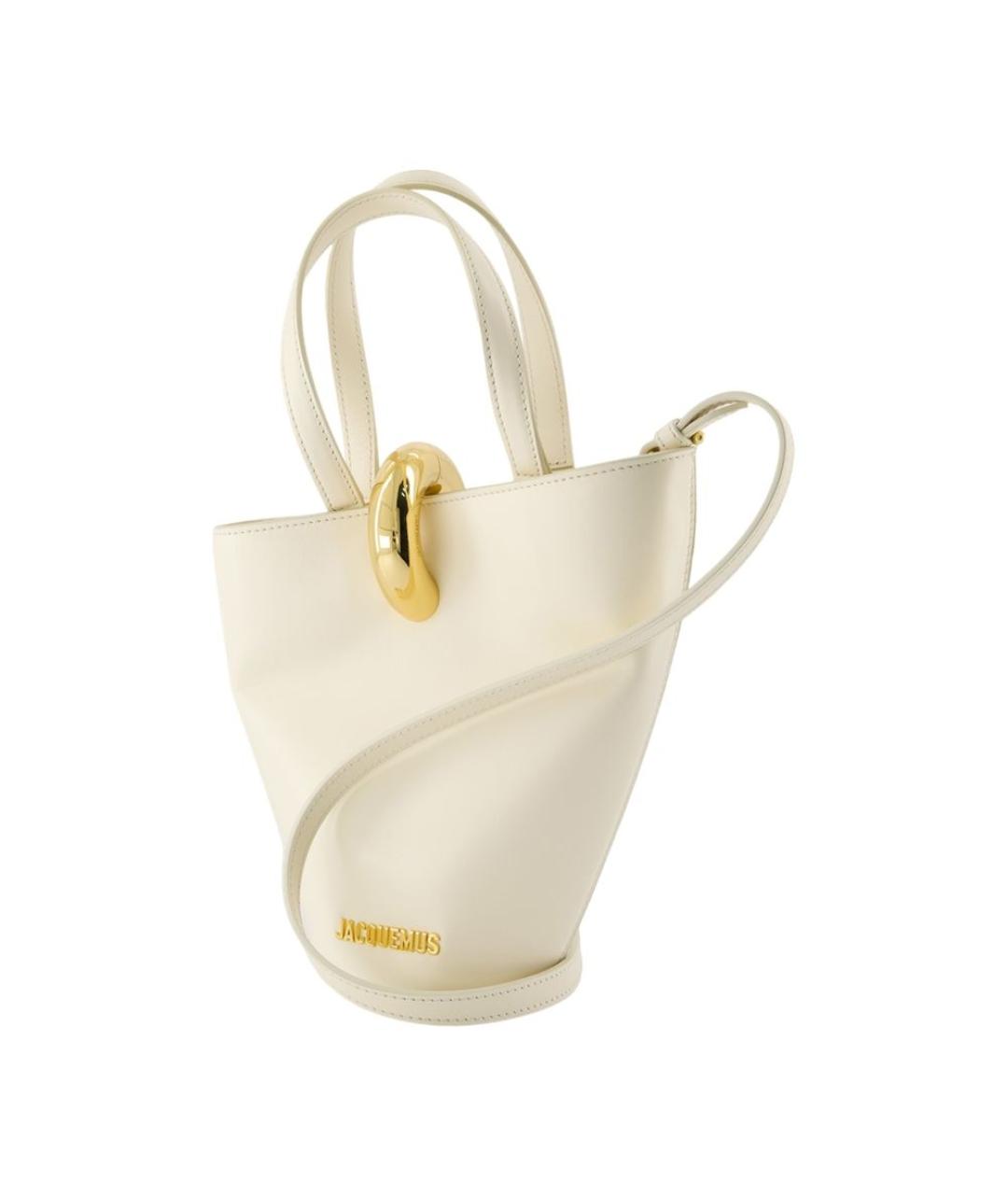 JACQUEMUS Белая кожаная сумка тоут, фото 2