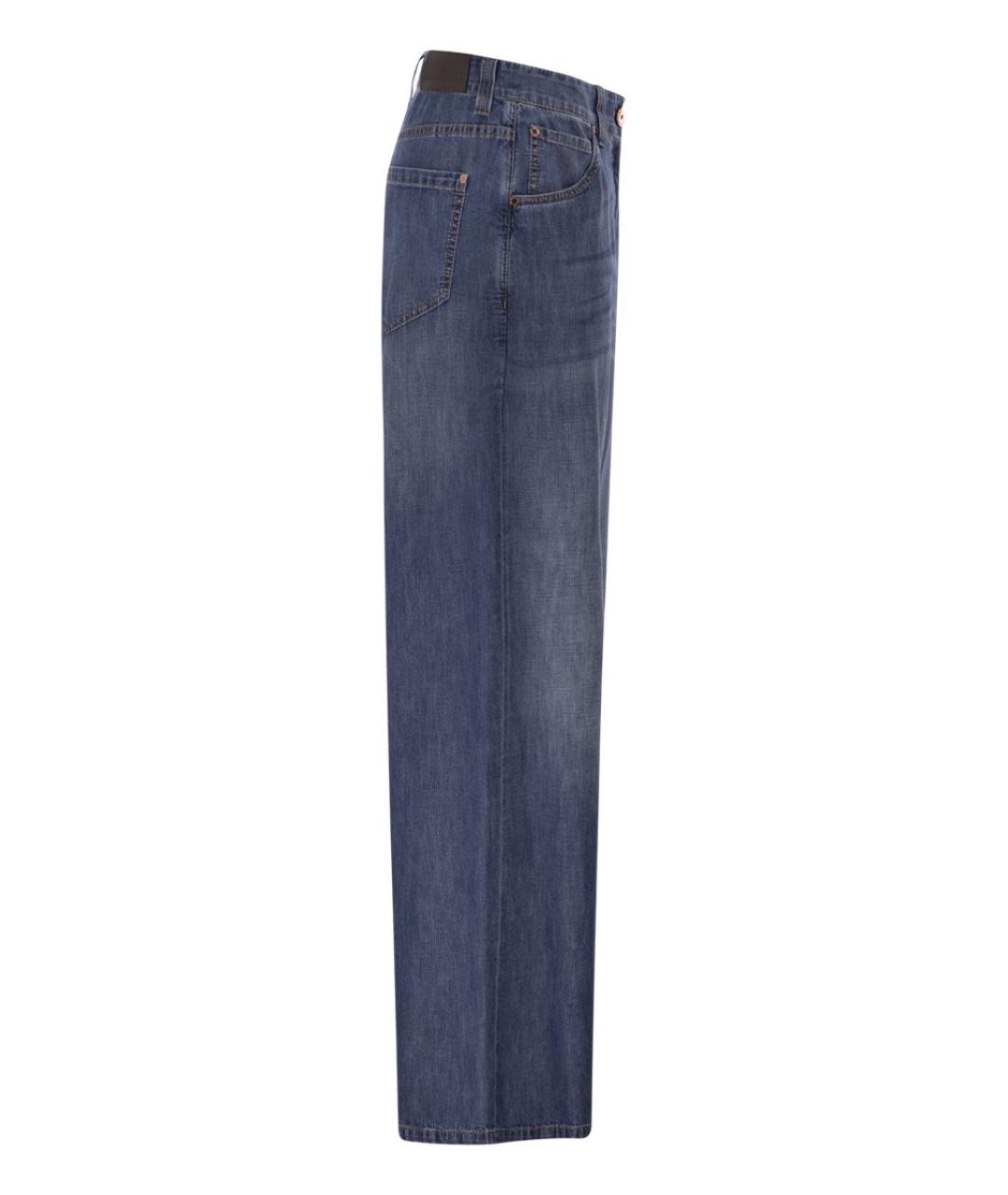 BRUNELLO CUCINELLI Синие хлопковые прямые джинсы, фото 3