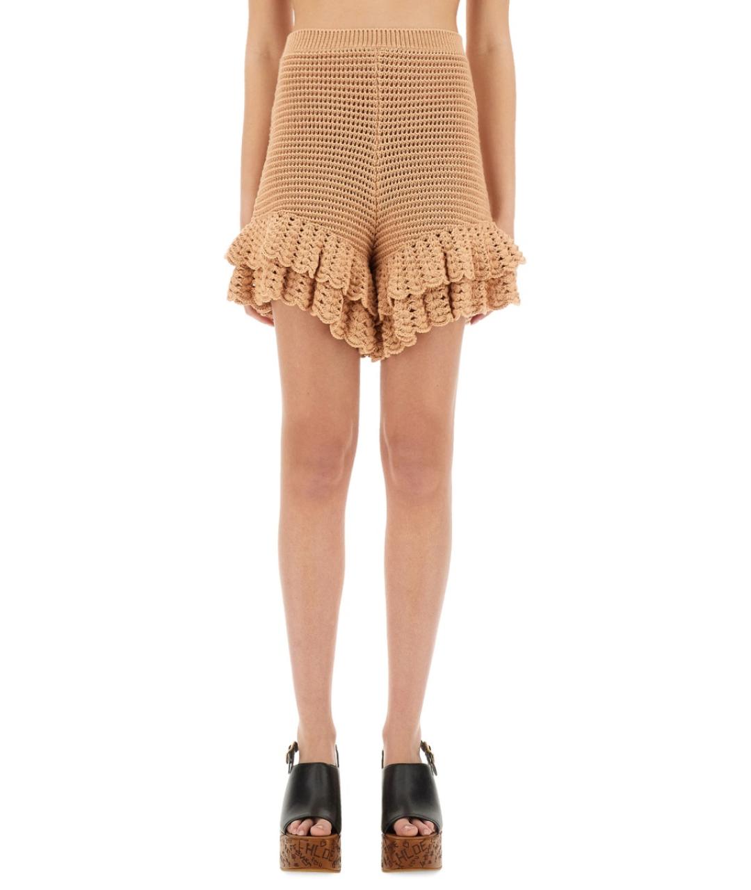 CHLOE Бежевые хлопковые прямые брюки, фото 2