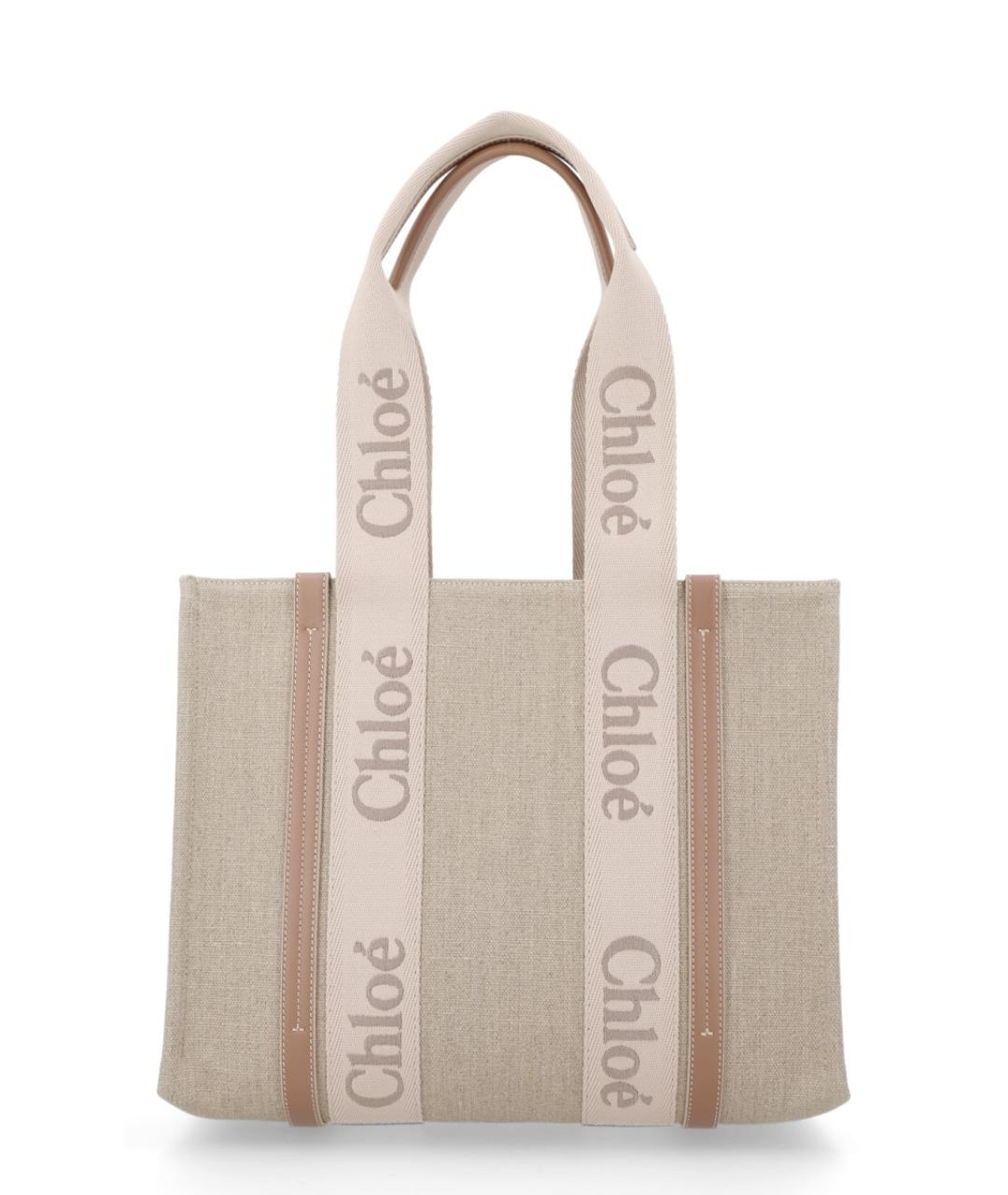CHLOE Бежевая льняная сумка тоут, фото 1