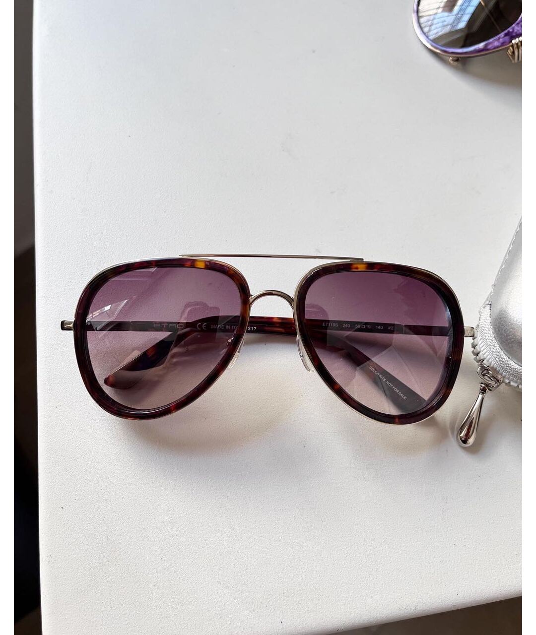ETRO Фиолетовые металлические солнцезащитные очки, фото 6