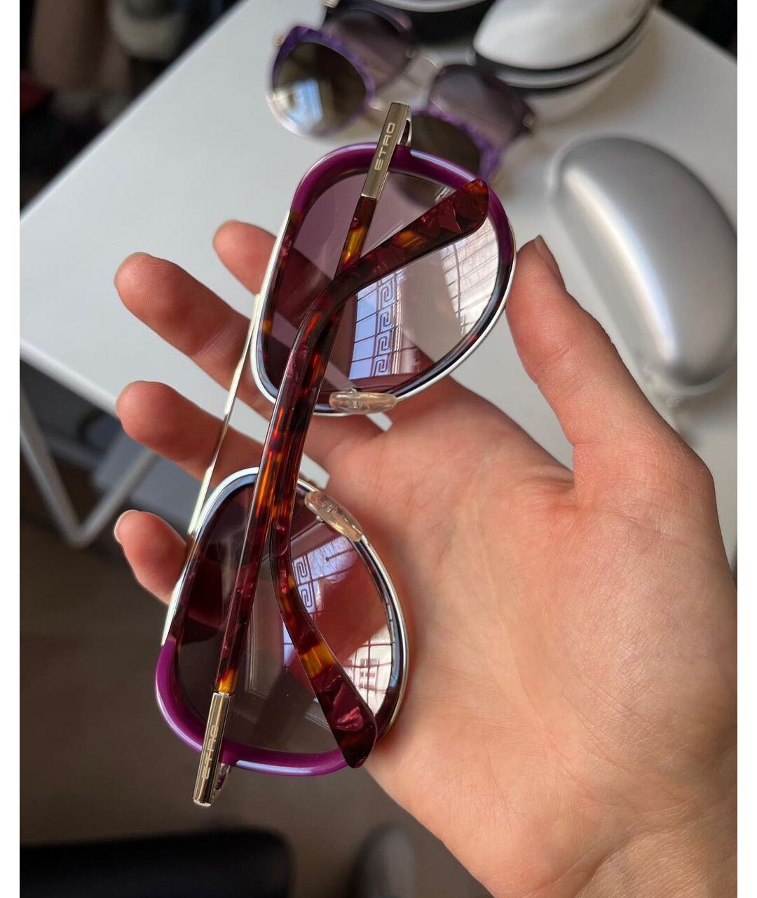 ETRO Фиолетовые металлические солнцезащитные очки, фото 2