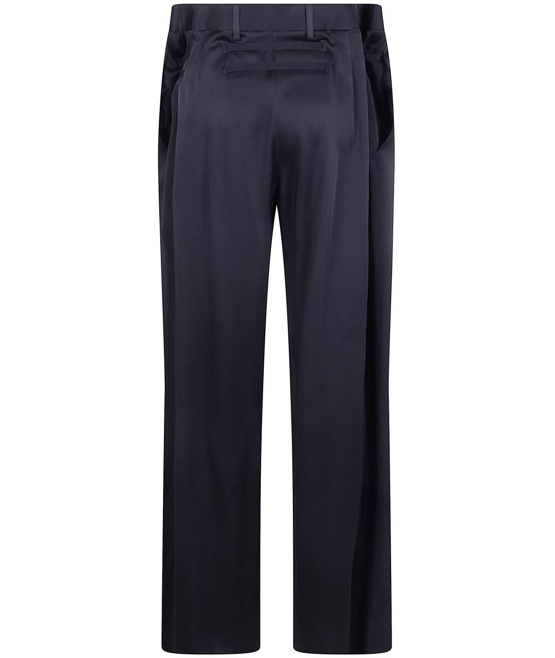 ANN DEMEULEMEESTER Темно-синие вискозные прямые брюки, фото 2