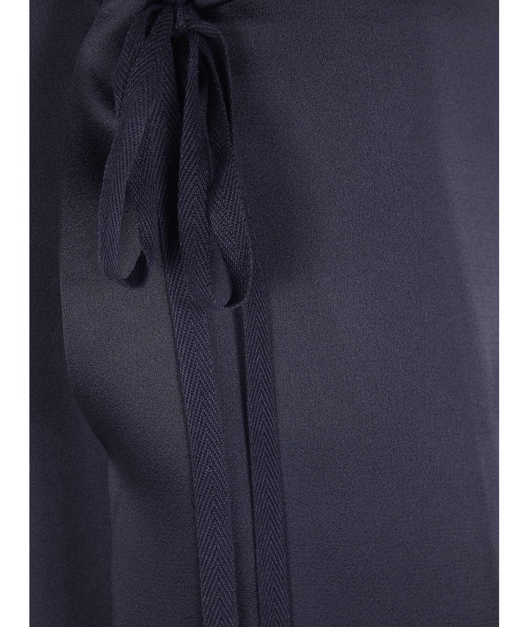 ANN DEMEULEMEESTER Темно-синие вискозные прямые брюки, фото 3