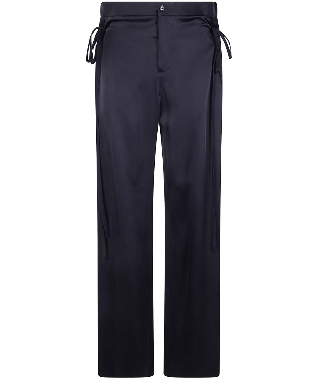 ANN DEMEULEMEESTER Темно-синие вискозные прямые брюки, фото 1