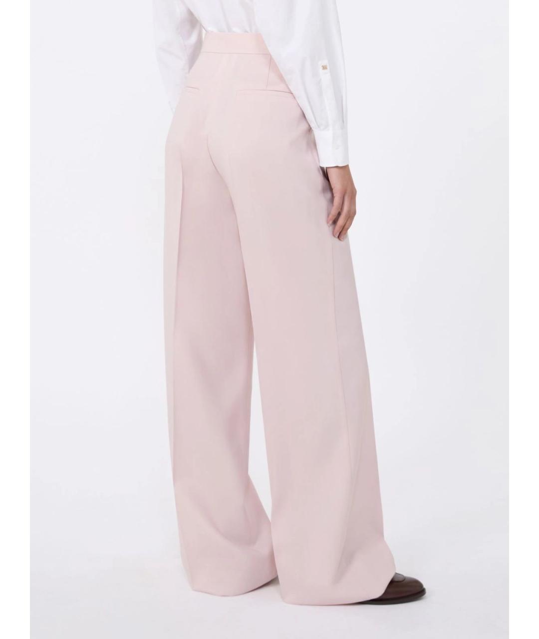 MAX MARA Розовые шерстяные прямые брюки, фото 4