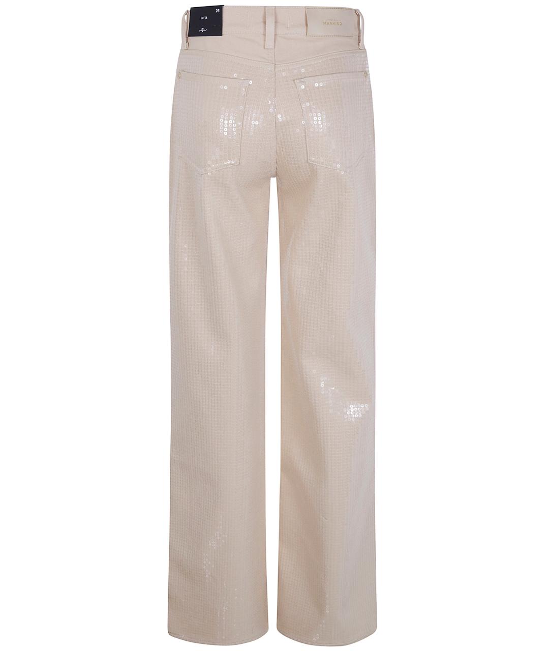 7 FOR ALL MANKIND Бежевые хлопковые прямые джинсы, фото 2