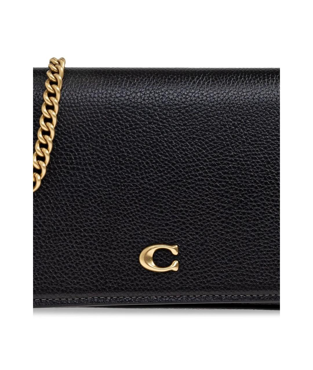 COACH Черная кожаная сумка через плечо, фото 5