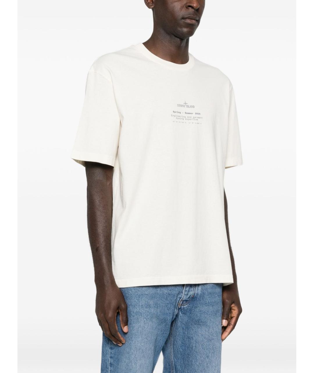 STONE ISLAND Белая хлопковая футболка, фото 4