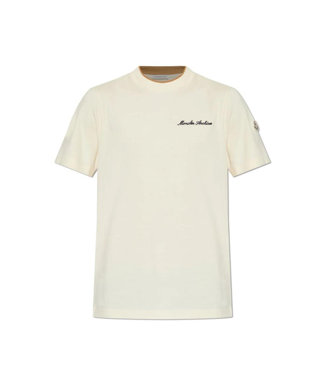 MONCLER Бежевая хлопковая футболка, фото 1