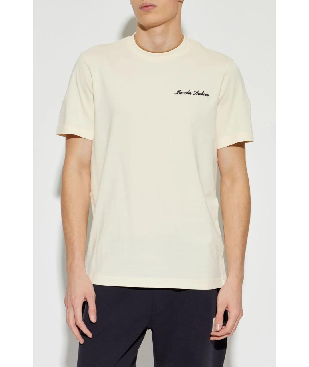 MONCLER Бежевая хлопковая футболка, фото 2