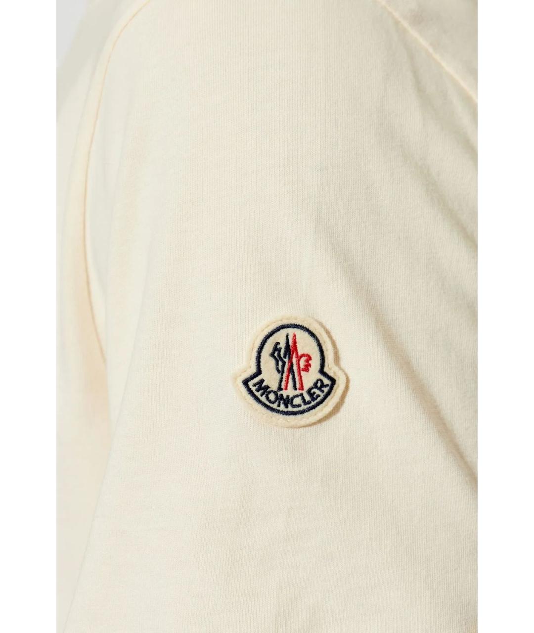 MONCLER Бежевая хлопковая футболка, фото 4