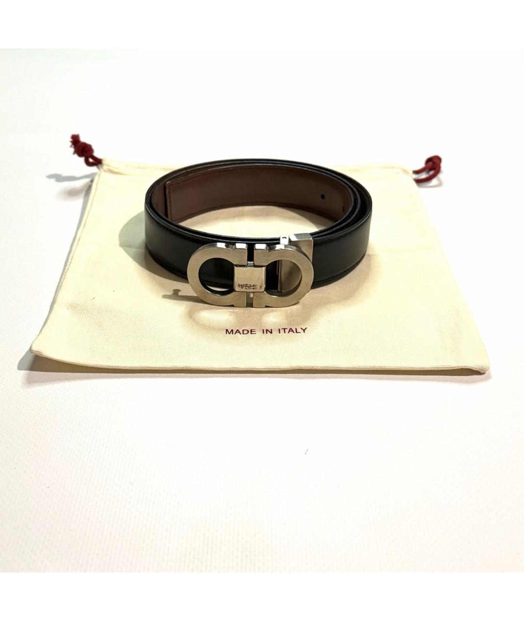 FERRAGAMO Черный кожаный ремень, фото 5