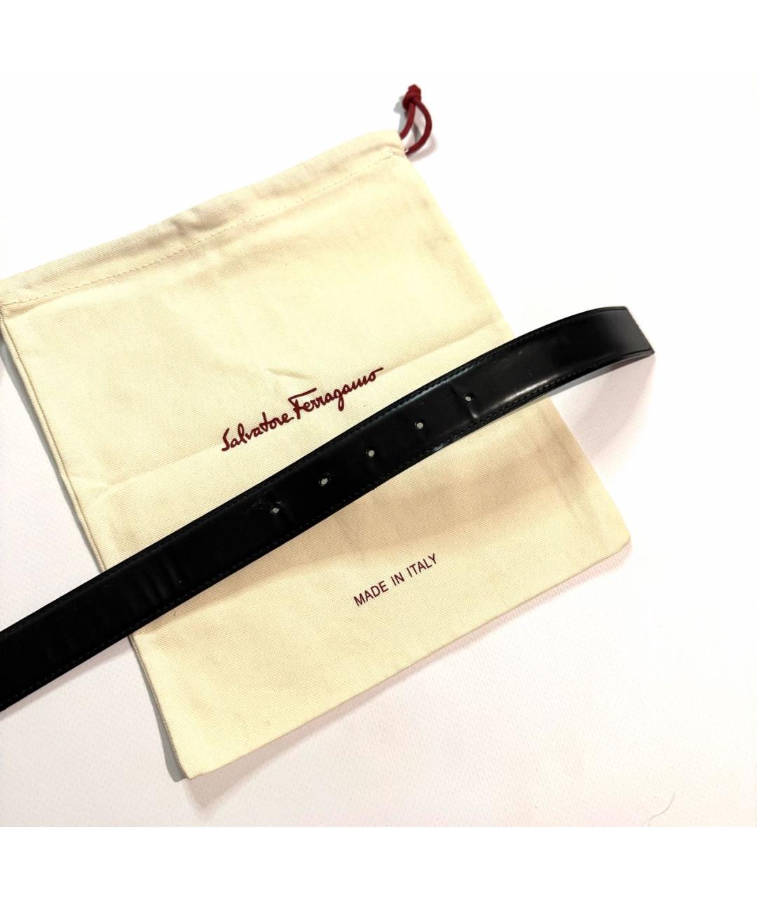 FERRAGAMO Черный кожаный ремень, фото 4