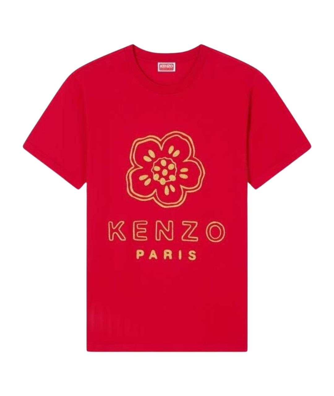 KENZO Красная хлопковая футболка, фото 1