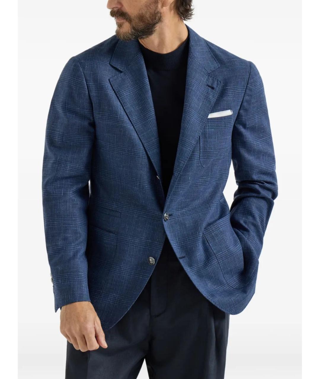 BRUNELLO CUCINELLI Синий шерстяной пиджак, фото 3